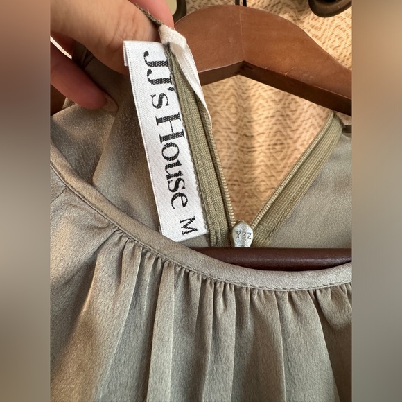 Sage Midi Satin-Style Dress with Back Tie - Picture 3 of 5